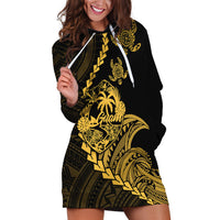 Personalised Guam Hoodie Dress Tribal Turtles Curves Style - Gold - Wonder Print Shop