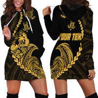 Personalised Guam Hoodie Dress Tribal Turtles Curves Style - Gold - Wonder Print Shop