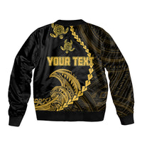 Personalised Guam Sleeve Zip Bomber Jacket Tribal Turtles Curves Style - Gold - Wonder Print Shop