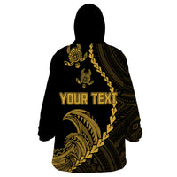 Personalised Guam Wearable Blanket Hoodie Tribal Turtles Curves Style - Gold - Wonder Print Shop