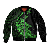 Personalised Guam Bomber Jacket Tribal Turtles Curves Style - Green LT7 - Wonder Print Shop