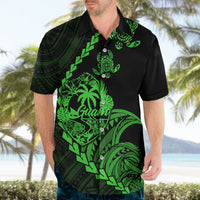 Personalised Guam Hawaiian Shirt Tribal Turtles Curves Style - Green - Wonder Print Shop