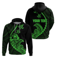 Custom Guam Hoodie Tribal Turtles Curves Style - Green - Wonder Print Shop