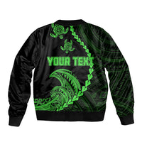 Personalised Guam Sleeve Zip Bomber Jacket Tribal Turtles Curves Style - Green - Wonder Print Shop