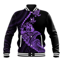 Personalised Guam Baseball Jacket Tribal Turtles Curves Style - Purple LT7 - Wonder Print Shop