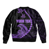 Personalised Guam Bomber Jacket Tribal Turtles Curves Style - Purple LT7 - Wonder Print Shop