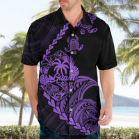 Personalised Guam Hawaiian Shirt Tribal Turtles Curves Style - Purple - Wonder Print Shop