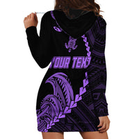 Personalised Guam Hoodie Dress Tribal Turtles Curves Style - Purple - Wonder Print Shop
