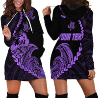 Personalised Guam Hoodie Dress Tribal Turtles Curves Style - Purple - Wonder Print Shop