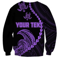 Personalised Guam Sweatshirt Tribal Turtles Curves Style - Purple - Wonder Print Shop