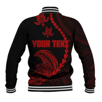 Personalised Guam Baseball Jacket Tribal Turtles Curves Style - Red LT7 - Wonder Print Shop