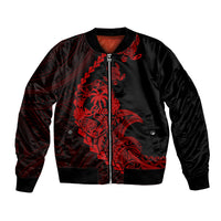 Personalised Guam Bomber Jacket Tribal Turtles Curves Style - Red LT7 - Wonder Print Shop