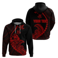 Custom Guam Hoodie Tribal Turtles Curves Style - Red - Wonder Print Shop
