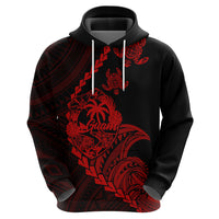 Custom Guam Hoodie Tribal Turtles Curves Style - Red - Wonder Print Shop