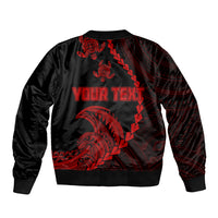 Personalised Guam Sleeve Zip Bomber Jacket Tribal Turtles Curves Style - Red - Wonder Print Shop