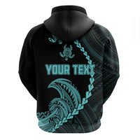 Custom Guam Hoodie Tribal Turtles Curves Style - Turquoise - Wonder Print Shop