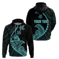 Custom Guam Hoodie Tribal Turtles Curves Style - Turquoise - Wonder Print Shop