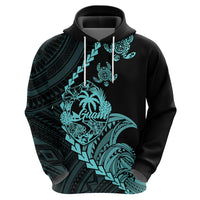 Custom Guam Hoodie Tribal Turtles Curves Style - Turquoise - Wonder Print Shop