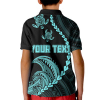Custom Guam Polo Shirt for Kid Tribal Turtles Curves Style Turquoise - Wonder Print Shop