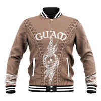 Personalised Guam Baseball Jacket Chamoro Latte Stone Mix Tropical - Brown LT7 - Wonder Print Shop