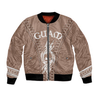 Personalised Guam Bomber Jacket Chamoro Latte Stone Mix Tropical - Brown LT7 - Wonder Print Shop