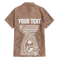 Personalised Guam Hawaiian Shirt Chamoro Latte Stone Mix Tropical - Brown - Wonder Print Shop