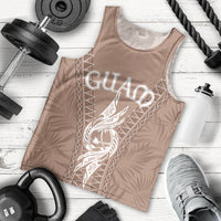 Men's brown crew-neck tank top with white Guam graphic