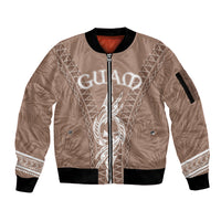 Personalised Guam Sleeve Zip Bomber Jacket Chamoro Latte Stone Mix Tropical - Brown - Wonder Print Shop