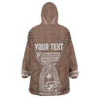 Personalised Guam Wearable Blanket Hoodie Chamoro Latte Stone Mix Tropical - Brown - Wonder Print Shop