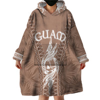 Personalised Guam Wearable Blanket Hoodie Chamoro Latte Stone Mix Tropical - Brown - Wonder Print Shop