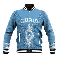 Personalised Guam Baseball Jacket Chamoro Latte Stone Mix Tropical - Blue LT7 - Wonder Print Shop