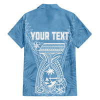 Personalised Guam Hawaiian Shirt Chamoro Latte Stone Mix Tropical - Blue - Wonder Print Shop