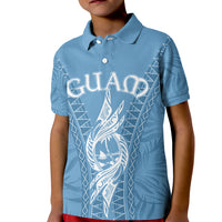 Custom Guam Polo Shirt for Kid Chamoro Latte Stone Mix Tropical Blue - Wonder Print Shop