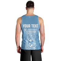 Personalised Guam Men Tank Top Chamoro Latte Stone Mix Tropical - Blue LT7