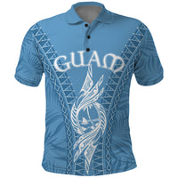 Custom Guam Polo Shirt Chamoro Latte Stone Mix Tropical Blue - Wonder Print Shop