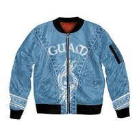Personalised Guam Sleeve Zip Bomber Jacket Chamoro Latte Stone Mix Tropical - Blue - Wonder Print Shop