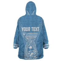 Personalised Guam Wearable Blanket Hoodie Chamoro Latte Stone Mix Tropical - Blue - Wonder Print Shop