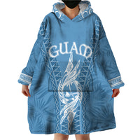 Personalised Guam Wearable Blanket Hoodie Chamoro Latte Stone Mix Tropical - Blue - Wonder Print Shop