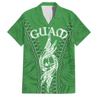 Personalised Guam Hawaiian Shirt Chamoro Latte Stone Mix Tropical - Green - Wonder Print Shop