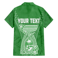 Personalised Guam Hawaiian Shirt Chamoro Latte Stone Mix Tropical - Green - Wonder Print Shop
