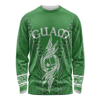 Personalised Guam Long Sleeve Shirt Chamoro Latte Stone Mix Tropical - Green - Wonder Print Shop