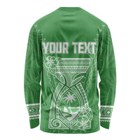 Personalised Guam Long Sleeve Shirt Chamoro Latte Stone Mix Tropical - Green - Wonder Print Shop