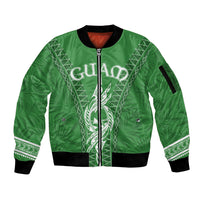 Personalised Guam Sleeve Zip Bomber Jacket Chamoro Latte Stone Mix Tropical - Green - Wonder Print Shop
