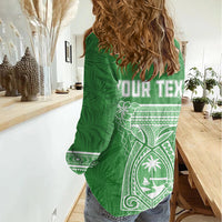 Personalised Guam Women Casual Shirt Chamoro Latte Stone Mix Tropical - Green - Wonder Print Shop