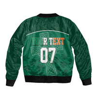 Personalised Ireland Rugby 2023 Sleeve Zip Bomber Jacket Celtic Cross Mix Shamrocks - Wonder Print Shop