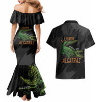 Alligator Alcatraz Couples Matching Mermaid Dress and Hawaiian Shirt ICE With A Bite - Wonder Print Shop