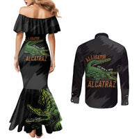 Alligator Alcatraz Couples Matching Mermaid Dress and Long Sleeve Button Shirt ICE With A Bite - Wonder Print Shop