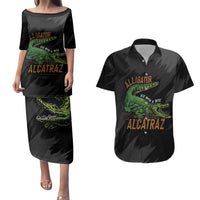 Alligator Alcatraz Couples Matching Puletasi and Hawaiian Shirt ICE With A Bite - Wonder Print Shop