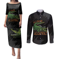 Alligator Alcatraz Couples Matching Puletasi and Long Sleeve Button Shirt ICE With A Bite - Wonder Print Shop