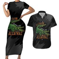 Alligator Alcatraz Couples Matching Short Sleeve Bodycon Dress and Hawaiian Shirt ICE With A Bite - Wonder Print Shop